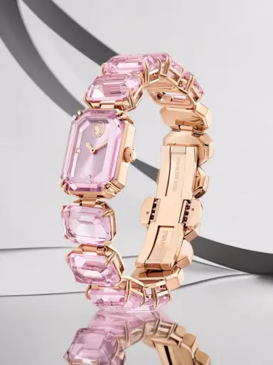 Swarovski Octagon Cut Bracelet, Pink, Rose Gold-Tone Finish,