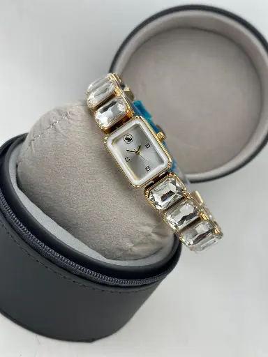 Swarovski Octagon cut bracelet, White, Stainless steel